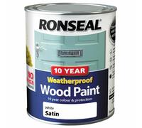 Ronseal 38787 10 Year Weatherproof Wood Paint White Satin 750Ml