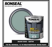 Ronseal 38792 10 Year Weatherproof Wood Paint Duck Egg Blue Satin 750Ml