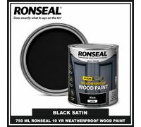 Ronseal 38786 10 Year Weatherproof Wood Paint Black Satin 750ml