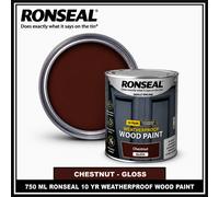 Ronseal 10 Year Weatherproof Wood Paint - Gloss 750ml, Chestnut