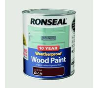 Ronseal 10 Year Weatherproof Wood Paint Dark Oak Gloss 750ml RSL38774