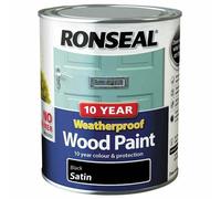Ronseal 38786 10 Year Weatherproof Wood Paint Black Satin 750ml
