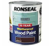 Ronseal 10 Year Weatherproof Wood Paint Dark Oak Gloss 750ml RSL38774