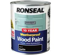 Ronseal 38786 10 Year Weatherproof Wood Paint Black Satin 750ml