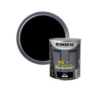 Ronseal 38786 10 Year Weatherproof Wood Paint Black Satin 750ml