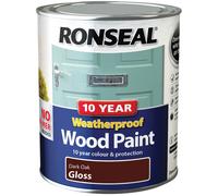 Ronseal 10 Year Weatherproof Wood Paint Dark Oak Gloss 750ml RSL38774