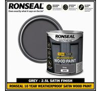Ronseal 38796 10 Year Weatherproof Wood Paint Grey Satin 2.5 Litre