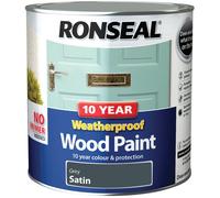Ronseal 38796 10 Year Weatherproof Wood Paint Grey Satin 2.5 Litre