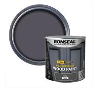 Ronseal 10 Year Weatherproof Wood Paint Grey Satin Deep Base Exterior Doors & Windows Protector Wood Paint, 2.5L Tin