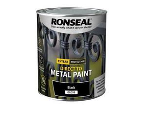 Ronseal 15 Year Direct To Metal Paint - Gloss - Black - 750Ml