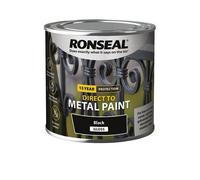Ronseal 39179 Direct To Metal Paint Black Gloss 250Ml