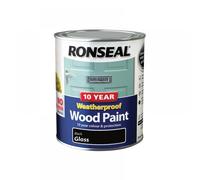 Ronseal 38772 10 Year Weatherproof Wood Paint Black Gloss 750Ml