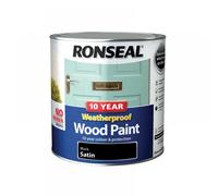 Ronseal 38794 10 Year Weatherproof Wood Paint Black Satin 2.5 Litre