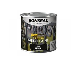 Ronseal 39180 Direct To Metal Paint Black Satin 250Ml