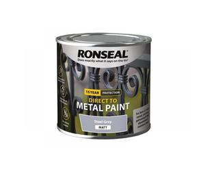 Ronseal 39189 Direct To Metal Paint Steel Grey Matt 250Ml