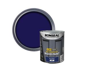Ronseal 39397 10 Year Weatherproof Wood Paint Royal Blue Satin 750Ml