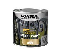 Ronseal 39402 Direct To Metal Paint Gold Satin 250Ml