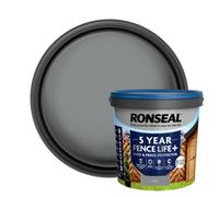 Ronseal 5 Year Fence Life+ Slate Matt Exterior Shed & Fence Protector Wood Paint, 9L Tub