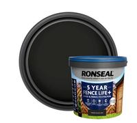 Ronseal 5 Year Fence Life+ Tudor Black Oak Matt Exterior Shed & Fence Protector Wood Paint, 9L Tub