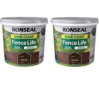 Ronseal 5L One Coat Fence Life Fence Paint Bundle Deal 2 for £22.95-2 x 5L Tubs = 10L - Dark Oak