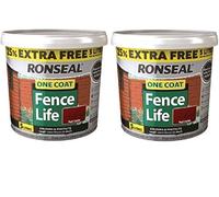 Ronseal 5L One Coat Fence Life Fence Paint Bundle Deal 2 for 22.95-2 x 5L tubs = 10L - Red Cedar