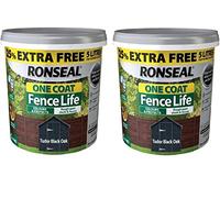 Ronseal 5L One Coat Fence Life Fence Paint Bundle Deal 2 for 49.99-2 x 5L tubs = 10L - Tudor Black