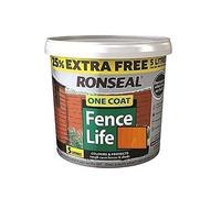 Ronseal 5L One Coat Life - Quick Dry Garden Shed & Fence Paints 5 Litres (Medium Oak)