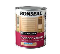 Ronseal CCODVS750 750 ml Crystal Outdoor Satin Finish Varnish - clear | Durable varnish that protects wood from wear and stains while enhancing the natural finish.