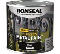 Ronseal Direct To Rust Metal Wood PVC Paint Interior Exterior Black Gloss 2.5L