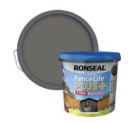 Ronseal Fence Life Plus+ Charcoal Grey 5L, 5 Year Long Lasting Protecion, All Weather Protection, Sticks to Damp Wood, Brush or Spray on, For all She