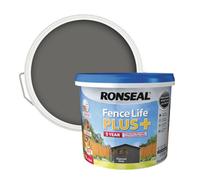 Ronseal Fence Life Plus Charcoal Grey Matt Multi-Surface Exterior Wood Paint, 9L Tub