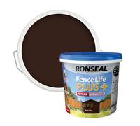 Ronseal Fence Life Plus Dark Oak Matt Multi-Surface Exterior Wood Paint, 5L Tub