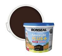 Ronseal Fence Life Plus Dark Oak Matt Multi-Surface Exterior Wood Paint, 9L Tub