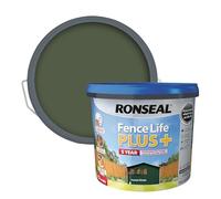 Ronseal 5 Year Fence Life+ Forest Green Matt Exterior Shed & Fence Protector Wood Paint, 9L Tub