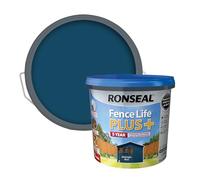 Ronseal Fence Life Plus+ Midnight Blue 5L, 5 Year Long Lasting Protecion, All Weather Protection, Sticks to Damp Wood, Brush or Spray on, for All Sheds and Fences Also Showerproof in 1 Hour