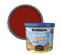 Ronseal 5 Year Fence Life+ Red Cedar Matt Exterior Shed & Fence Protector Wood Paint, 9L Tub