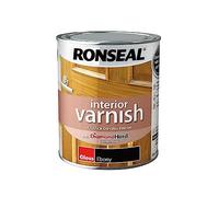 Ronseal | Interior Varnish Quick Dry Gloss | Ebony | 750ml | 39420 | Diamond Hard formulation providing resistance to heat, abrasion and moisture, touch dry in approximately 20 minutes.