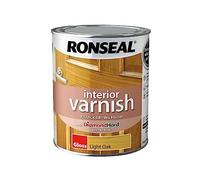 Ronseal | Interior Varnish Quick Dry | Light Oak | Gloss | 750ml | 39431 | Diamond Hard formulation providing resistance to heat, abrasion and moisture, touch dry in approximately 20 minutes.