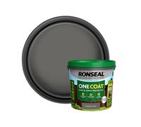 Ronseal One Coat Charcoal Grey Matt Exterior Shed & Fence Protector Wood Paint, 5L Tub