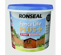 Ronseal Medium Oak Fence Life Plus Outdoor Wood Shed Garden Fence Paint 5L