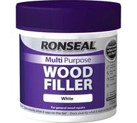 Ronseal Multi Purpose Wood Filler - White - 465g | Flexible repair compound for interior and exterior timber substrates, providing shrink-resistant defect remediation.