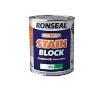 Ronseal OCSBW25L 2.5 Litre One Coat Stain Block - White | Flexible protective system adheres to moisture-affected backgrounds and resists light precipitation within minutes.