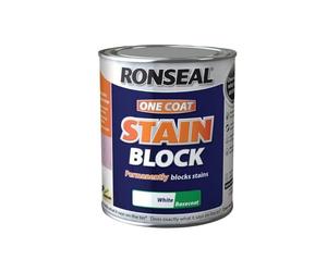 Ronseal OCSBW25L 2.5 Litre One Coat Stain Block - White | Flexible protective system adheres to moisture-affected backgrounds and resists light precipitation within minutes.