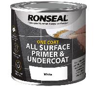 Ronseal One Coat All Surface Primer and Undercoat - White Glass/Brick/Stone/MDF
