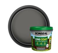 Ronseal One Coat Charcoal Grey Matt Exterior Shed & Fence Protector Wood Paint, 5L Tub