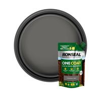 Ronseal One Coat Concentrate 5L Refill Charcoal Grey Matt Exterior Shed & Fence Protector Wood Paint, 950Ml Pouch