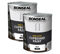 Ronseal One Coat Cupboard & Interior Wood Paint | Satin White 2 x 750ml.