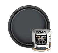 Ronseal One Coat Everywhere Paint Charcoal Grey Matt 2.5L - Durable Interior Paint for Walls & Ceilings Smooth Finish Quick Coverage Ideal for Easy Home Projects