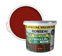 Ronseal One Coat Fence Life Red Cedar Matt Exterior Fence & Shed Wood Paint, 12L Tub