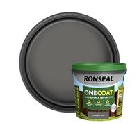 Ronseal One Coat Charcoal Grey Matt Exterior Shed & Fence Protector Wood Paint, 5L Tub